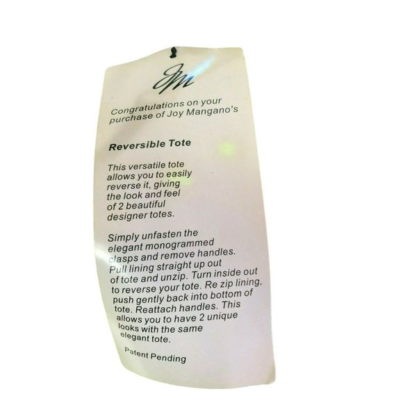 Joes Mangano Womens Hand Bag Reversable Purse Tote Gold Brown Adjustable Plast - Picture 6 of 10